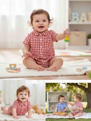 Country Cottage Check Romper